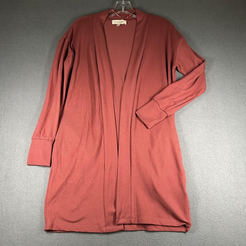 Philosophy Republic Clothing Cardigan Womens‎ XS Red Open Front Knit Pockets